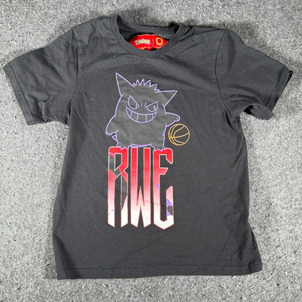 Pokemon Gengar RWE Basketball Graphic T-Shirt Youth Large Black Short Sleeve
